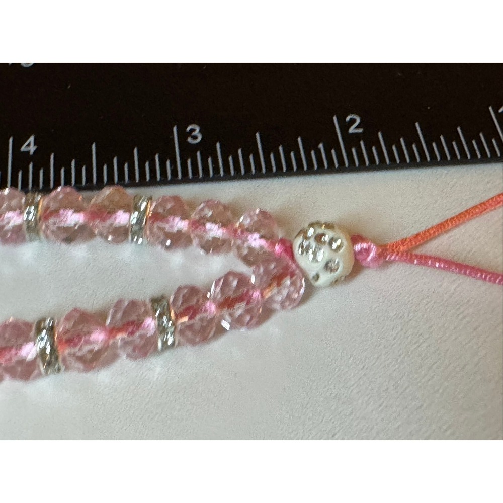 Pink Crystal Beaded Wristlet Bag Charm‎ with Rhinestone Accents and Loop